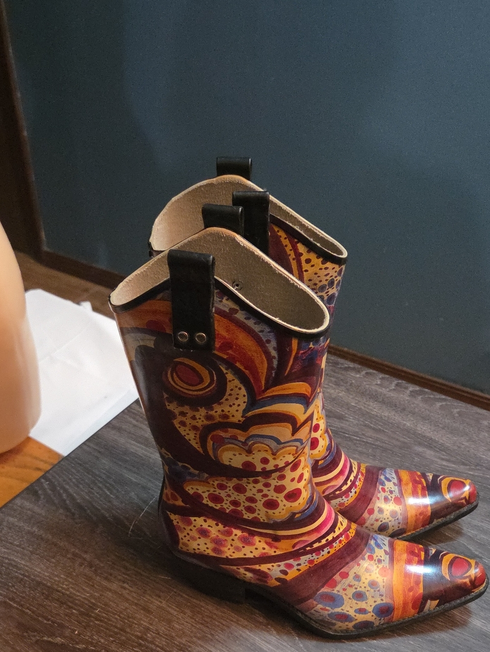 Nomad Multi-Color Patterned Western Rain Boots - Yellow, Red, Blue